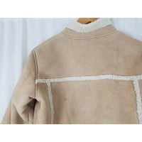 LL Bean Kids Vegan Faux Shearling Sherpa Faux Fur Jacket Girls L 14 16 Patchwork