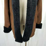 Maralyce Ferree Vegan Faux Persian Fur Fleece Shawl Collar Swing Coat Womens S