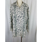 Style Exchange Satin Animal Leopard Cheetah Print Tunic Blouse Top Womens L 80s