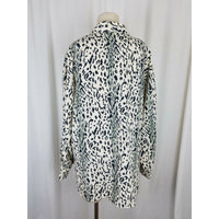 Style Exchange Satin Animal Leopard Cheetah Print Tunic Blouse Top Womens L 80s