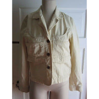 J. Jill Ivory 100% Cotton Soft Denim Cropped Jean Jacket Womens XS Butter Yellow