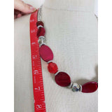 Red Ruby Colored Glass Beads BEADED NECKLACE Contemporary Statement Piece Bib