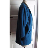 Sheridan Square Vegan Leather Knit Wool Short Coat Peacoat Womens 8 Bright Blue