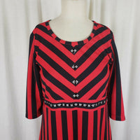 Mod Vintage 60s Twiggy Space Age Fit & Flare Twirl Mini Dress Striped Womens M L
