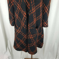 Vintage Stanley Platos Martin Ross Plaid Wool Woven Swing PeaCoat Womens 8 L