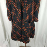 Vintage Stanley Platos Martin Ross Plaid Wool Woven Swing PeaCoat Womens 8 L