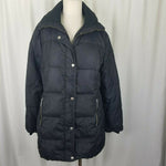 Michael Kors Black Goose Down Jacket Parka Coat Womens L Puffer Knit Collar