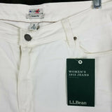 LL Bean 1912 Classic Fit White Denim Jeans Womens 16 NWT American Made Fabric