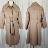 Vintage Mod MCM Plaid Lined Belted Long Trench Coat Womens S Zip Out Liner USA