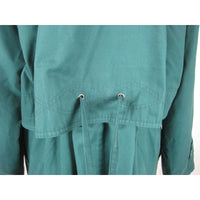 London Fog Towne Cape Top Wool Lined Cinch Waist Spy Trench Coat Womens 12 Green