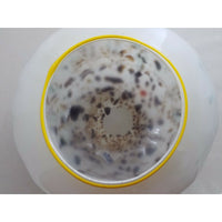 HAND BLOWN GLASS ART Decorative BOWL MURANO STYLE Weighted Blues Browns White