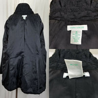 Laura Ashley Black Houndstooth Woven Short Button Up Peacoat Jacket Womens XL 3D