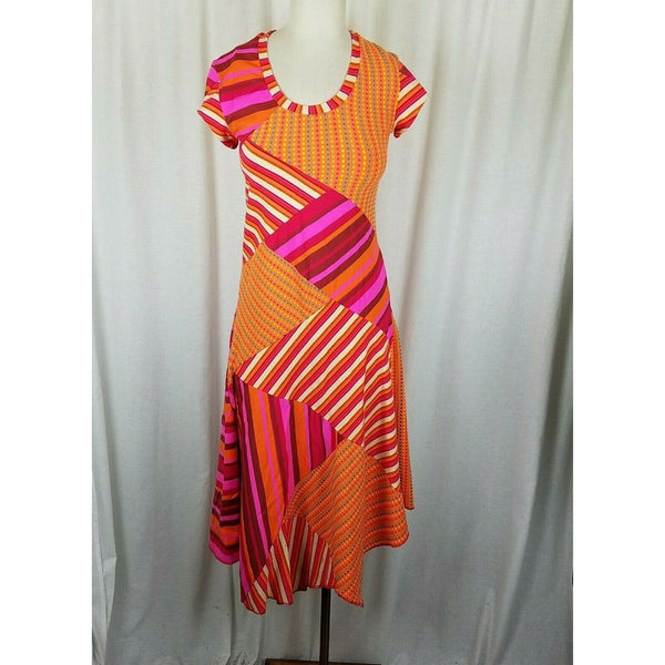 Sampleline by Aimee Patchwork Psychedelic Jersey Knit Stretch Dress Womens M