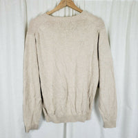 LL Bean 100% Cotton VNeck Pullover Lightweight Sweater Mens M Light Tan Oatmeal