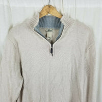 LL Bean 1/4 or Half Zip Contrast Color Sweater Mens L Funnel Neck Henley Classic