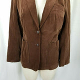 Vintage MCM 70s F.A.I. Chocolate Brown Velvet Jacket Blazer Womens 14 Button Up