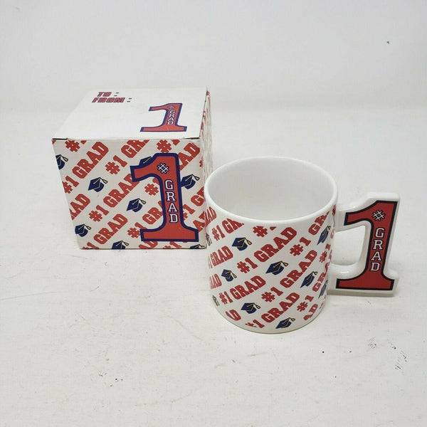Vintage Russ #1 Grads Coffee Mug Ceramic Cup Handle New In Box Korea Graduation