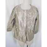 Victor Costa Occasion Gold Metallic Jacket 3/4 Sleeves Snap Up Shimmer Womens L