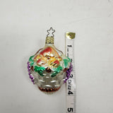 Vintage Painted Glass Flower Fruit Basket Christmas Tree Ornament Spun Blown 4"