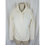 Liz Claiborne Henley Knit Sweater Cotton Shawl Collar Funnel Neck Womens M Cream