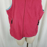 Vintage LL Bean Polartec Fleece Vest Contrast Watermelon Womens 1X Plus Zip Up