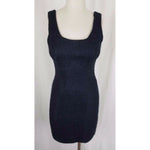 Vintage Nu Oz Bodycon Stretch Boiled Wool Look Little Black Dress Womens S USA