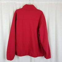 LL Bean Reversible Full Zip Up Fleece Sweater Jacket Mens L Red Exposed Stitches