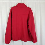LL Bean Reversible Full Zip Up Fleece Sweater Jacket Mens L Red Exposed Stitches