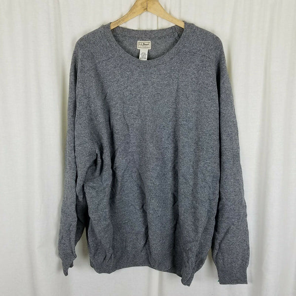 LL Bean Lambswool Crewneck Pullover Sweater Mens 2XL Cutter Holes Repairs Needed
