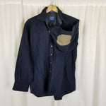 Pendleton Fitted Patch Elbows Wool Trail Shirt Mens Size L Navy Blue Button Up