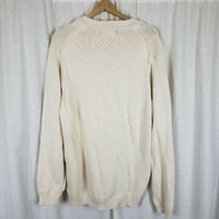 Vintage LL Bean 100% Cotton VNeck Pullover Sweater Mens MT Tall Cream Off White