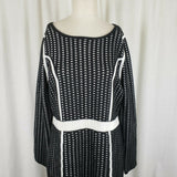 Calvin Klein Eggshell Geometric Contrast Trim Mini Knit Sweater Dress Women XL