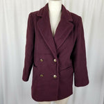 JG Hook Double Breasted Winter Wool Military Short Peacoat Coat Womens 2P Maroon