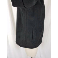 Esprit Vegan Sherpa Shearling Fur Faux Suede Hooded Parka Jacket Peacoat M