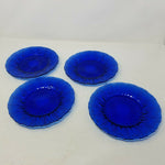 Set of 4 Avon Royal Sapphire Leaf Fan Print France Cobalt Blue 8" Salad Plates