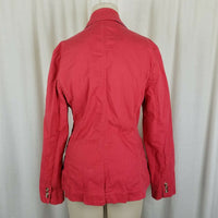 LL Bean Cotton Canvas Stretch Blazer Jean Jacket Womens S Three Button Up Coral