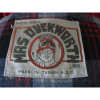 Mrs Duckworth Full Zip Up Plaid Flannel Lined Western Colorblock Vest Womens L Red & Navy Blue Puffer Sleeveless Parka Contrast