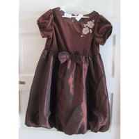 Little Bitty Chocolate Brown Velvet Metallic Sheen Bubble Dressy Dress Girls 6X