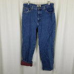 LL Bean Double L Relaxed Fit Flannel Lined Denim Blue Jeans Womens 16P Insulated