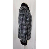Simon Chang Boucle Woven Tweed Plaid Vegan Faux Pile Fur Lined Jacket Womens 7 8