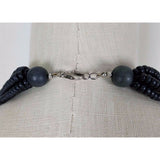 Multistring 6 Strand Black Faux Puka Bead Look BEADED NECKLACE Contemporary