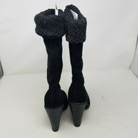 Colin Stuart x Victoria Secret Fold Over Shearling Black Suede Boots Womens 10B