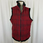 Woolrich Wool Faux Fur Lined Full Zip Up Buffalo Ruby Plaid Vest Womens L Plush