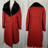 Smug Long Maxi Fur Lined All Weather Trench Pea Coat Womens M L Burnt Orange Red