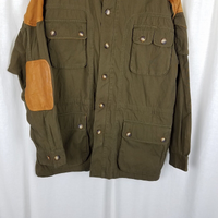 Vintage Orvis Plaid Flannel Lined Longline Leather Field Jacket Barn Coat Mens L