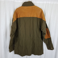 Vintage Orvis Plaid Flannel Lined Longline Leather Field Jacket Barn Coat Mens L