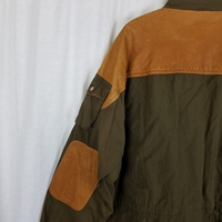 Vintage Orvis Plaid Flannel Lined Longline Leather Field Jacket Barn Coat Mens L