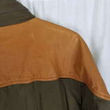 Vintage Orvis Plaid Flannel Lined Longline Leather Field Jacket Barn Coat Mens L