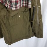 Vintage Orvis Plaid Flannel Lined Longline Leather Field Jacket Barn Coat Mens L