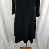 Lands End Velvet Fit & Flare Long Sleeve Scoop Neck Little Black Dress Womens L